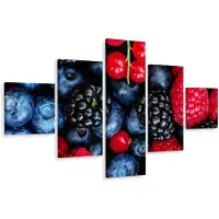 Karo-art Schilderij - Bosbessen variatie, 5luik, Premium print