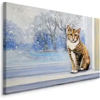 Karo-art Schilderij - Kat in Winterse omstandigheden, Premium Print