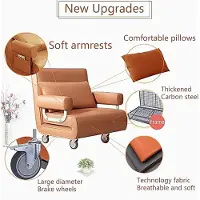 Nicole Opvouwbare Slaapbank 186x87x26 cm – Convertible 1-Persoons Fauteuil Bed met 6-Standen Verstelbare Rugleuning & Wielen – Portable Sofa Bed voor Woonkamer, Slaapkamer & Kantoor – Oranje
