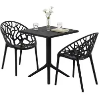 CLP Neriva Tuinmeubelset - 2 stoelen - vierkante tafel - weerbestendige balkonset - voor terras en tuin - zwart
