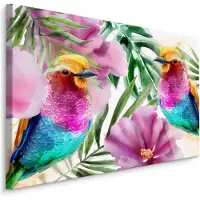 Karo-art Schilderij- Tropische vogels, 4 maten, multi-gekleurd, wanddecoratie
