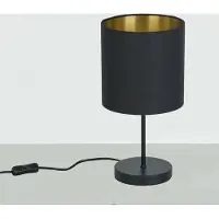 Trango TrangoLED Bedlamp 2018-10BL *SOUL* Tafellamp met stoffen kap in zwart-goud incl. 1x E27 LED lamp 3000K warm wit, lamp, vensterbanklamp , bedlampje voor slaapkamer