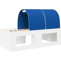 vidaXL Kinderhoogslaper met bureau 3 st Wit en Blauw Bewerkt hout