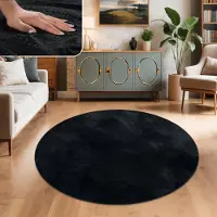 Paco Home Woonkamer tapijt kunstbont pluche hoogpolig shaggy zacht verkrijgbaar in verschillende kleuren Ø 100 cm Rund