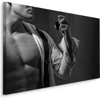 Karo-art Schilderij - Verzorgde man, zwart-wit, 4 maten, wanddecoratie