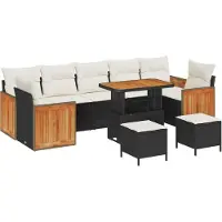 vidaXL Tuinbank Set 10 st 10-Aantal zitplaatsen Zwart en Crème