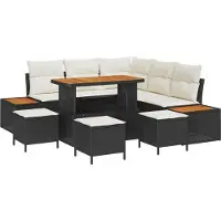 vidaXL Tuinbank Set 9 st 8-Aantal zitplaatsen Zwart en Crème