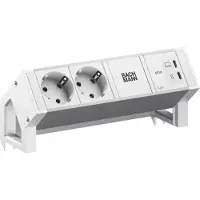Bachmann DESK2 ALU WHITE 2xCEE7/3, 1xUSB C/C 65W L=0,2m RAL9010