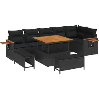 vidaXL Tuinbank Set 9 st 9-Aantal zitplaatsen Zwart