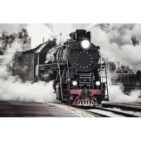 Karo-art Fotobehang Antieke Stoomtrein - Vliesbehang - 312 x 219 cm