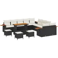 vidaXL Tuinbank Set 14 st Zwart poly rattan