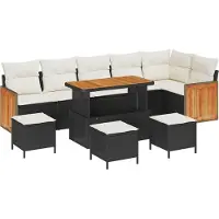 vidaXL Tuinset, 10 stuks, 10 zitplaatsen, zwart en crème