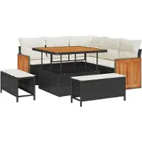 vidaXL Tuinbank Set 8 st 8-Aantal zitplaatsen Zwart en Crème