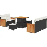vidaXL Tuinbank Set 8 st 8-Aantal zitplaatsen Zwart en Crème