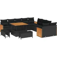 vidaXL Tuinbank Set 13 st 13-Aantal zitplaatsen Zwart