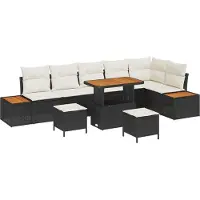 vidaXL Tuinbank Set 9 st 8-Aantal zitplaatsen Zwart en Crème