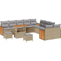 vidaXL Tuinbank Set 13 st 12-Aantal zitplaatsen Beige en Lichtgrijs