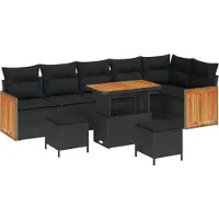 vidaXL Tuinbank Set 9 st 9-Aantal zitplaatsen Zwart