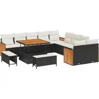 vidaXL Tuinbank Set 13 st 13-Aantal zitplaatsen Zwart en Crème