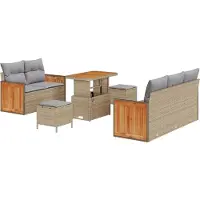 vidaXL Tuinbank Set 8 st 8-Aantal zitplaatsen Beige en Lichtgrijs