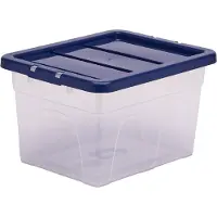 Fellowes BANKERS BOX Opbergdoos - polypropeen - L 400 x B 370 x H 245 mm – inhoud 22 L - stapelbaar - deksel met clipsluiting – transparant en donkerblauw deksel