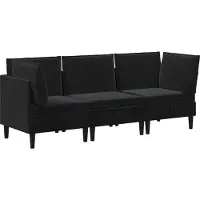vidaXL Woonkamer Meubelset 3 st Zwart Fluweel
