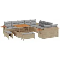 vidaXL Tuinbank Set 13 pcs Beige poly rattan