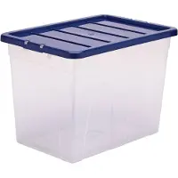 Fellowes BANKERS BOX Opbergdoos - polypropeen - L 560 x B 380 x H 410 mm – inhoud 64 L - stapelbaar - deksel met clipsluiting – transparant en donkerblauw deksel