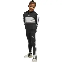 Adidas Trainingspak 'SEASONAL ESSENTIALS TIBERIO 3 STRIPES FLEECE LEGGINGS' grijs / zwart / wit