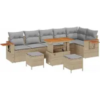 vidaXL Tuinbank Set 9 st Beige poly rattan