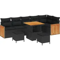 vidaXL Tuinset, 9 stuks, 9 zitplaatsen, zwart