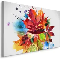 Karo-art Schilderij - Herfst bladeren in waterverf (print op canvas), premium print