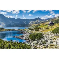 Karo-art Fotobehang Bergmeer In De Vallei - Vliesbehang - 450 x 300 cm