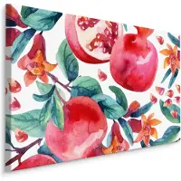 Karo-art Schilderij - granaatappels in waterverf, print op canvas, premium print