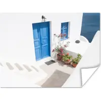 PosterMonkey Architectuur - Blauw - Wit - Deur