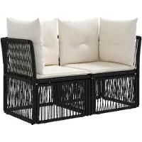 vidaXL Tuinbank Set 9 st Zwart poly rattan