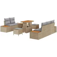 vidaXL Tuinbank Set 8 st 7-Aantal zitplaatsen Beige en Lichtgrijs
