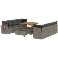 vidaXL Tuinbank Set 11 st Grijs poly rattan