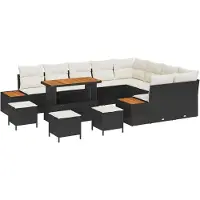 vidaXL Tuinbank Set 13 st 12-Aantal zitplaatsen Zwart en Crème