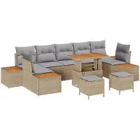 vidaXL Tuinbank Set 10 st 9-Aantal zitplaatsen Beige en Lichtgrijs