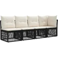 vidaXL Tuinbank Set 6 pcs Zwart en Crème Wit poly rattan