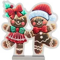 Clayre & Eef Kerst Infinity Spiegel Lamp Gingerbread man 37x7x37 cm Bruin Kunststof