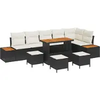 vidaXL Tuinbank Set 10 st 9-Aantal zitplaatsen Zwart en Crème
