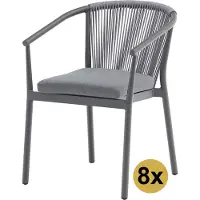 AVH-Collectie Set van 8 Apollo dining tuinstoel rope stapelbaar