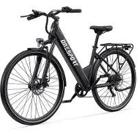 ONESPORT elektrische stadsfiets - 468Wh accu - achterwielmotor - tot 100 km actieradius - Shimano 7 versnellingen - hydraulische vering en schijfremmen - wit