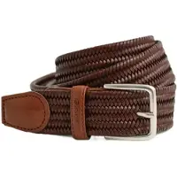 Gant Heren Bruine gevlochten elastische leren riem (100 cm), Casual, Klassiek, Leer 9940161