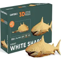 Cartonic - Shark- 3D Puzzel-Speelgoed- Puzzel-DIY- Creatief- Karton- Kinderen en volwassen- 3D- puzzel- Haai