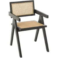 J-Line Chair Grid Ash Wood/Rattan Black