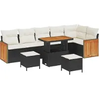 vidaXL Tuinbank Set 9 st 9-Aantal zitplaatsen Zwart en Crème