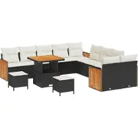 vidaXL Tuinbank Set 13 st 13-Aantal zitplaatsen Zwart en Crème